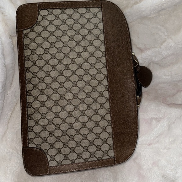 GUCCI Vintage Briefcase Dual Zipper clean interior Authentic web detail - Picture 5 of 12
